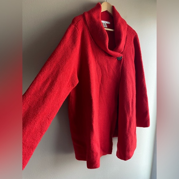 Max Studio Women Wool Red Cardigan Size 1XL - Picture 4 of 14